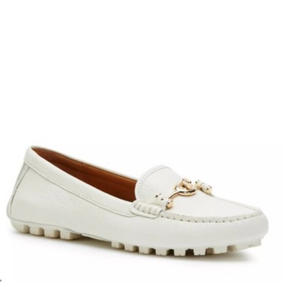 Coach Women's ARLENE White Leather Loafers - Picture 1 of 11